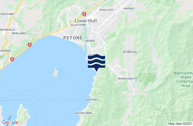 Mappa delle Getijden in Lowry Bay, New Zealand