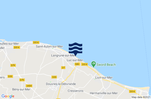Mappa delle Getijden in Luc-sur-Mer, France