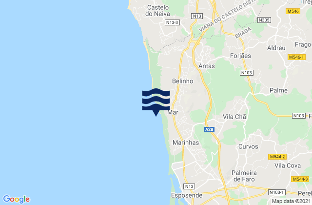 Mappa delle Getijden in Lugar De Baixo, Portugal