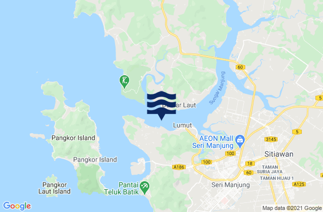 Mappa delle Getijden in Lumut Dinding River, Malaysia