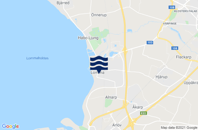 Mappa delle Getijden in Lunds Kommun, Sweden