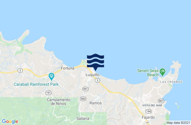 Mappa delle Getijden in Luquillo, Puerto Rico