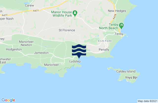 Mappa delle Getijden in Lydstep Beach, United Kingdom