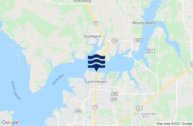 Mappa delle Getijden in Lynn Haven (North Bay), United States