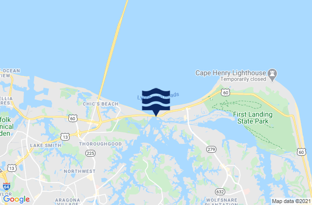 Mappa delle Getijden in Lynnhaven Inlet (Virginia Pilots Dock), United States
