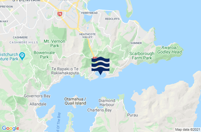 Mappa delle Getijden in Lyttelton Harbour, New Zealand