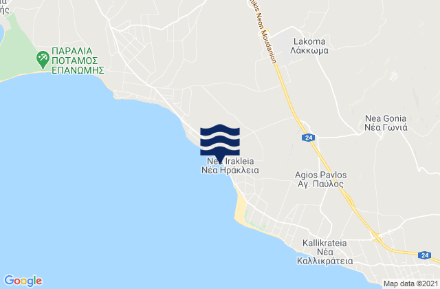 Mappa delle Getijden in Lákkoma, Greece