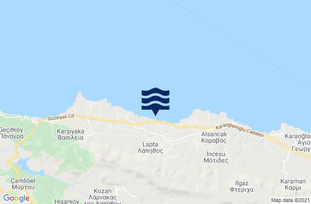 Mappa delle Getijden in Lápithos, Cyprus