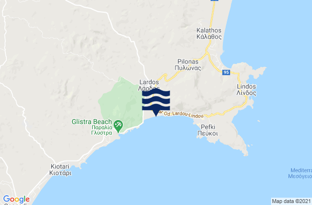 Mappa delle Getijden in Lárdos, Greece