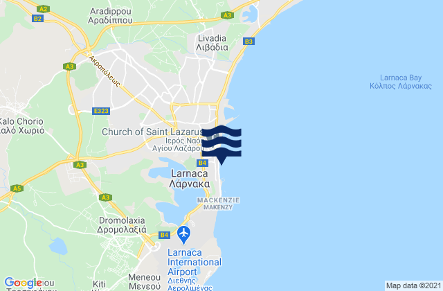 Mappa delle Getijden in Lárnaka, Cyprus
