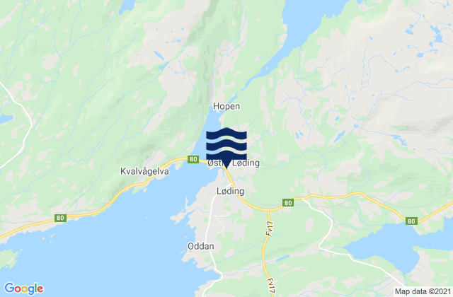 Mappa delle Getijden in Løding, Norway