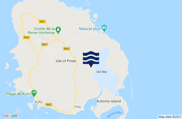 Mappa delle Getijden in L’Île des Pins, New Caledonia