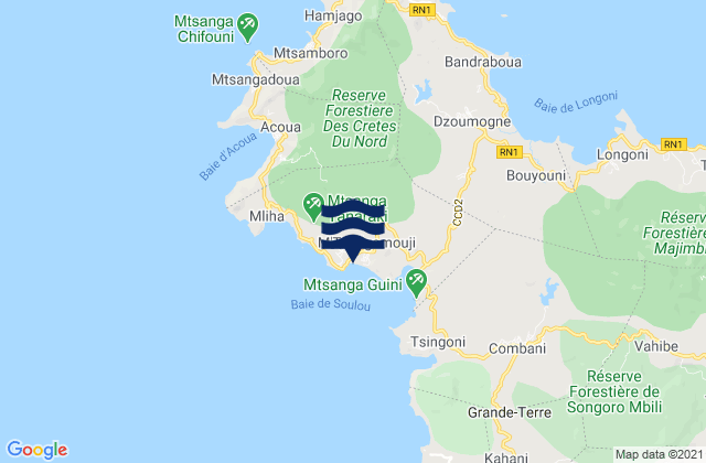 Mappa delle Getijden in M'Tsangamouji, Mayotte
