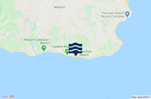 Mappa delle Getijden in Maasin Beach, Philippines