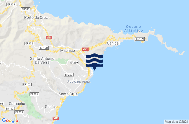 Mappa delle Getijden in Machico, Portugal