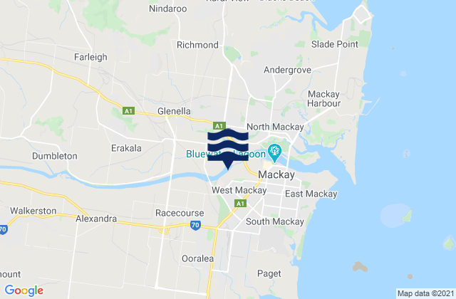Mappa delle Getijden in Mackay, Australia