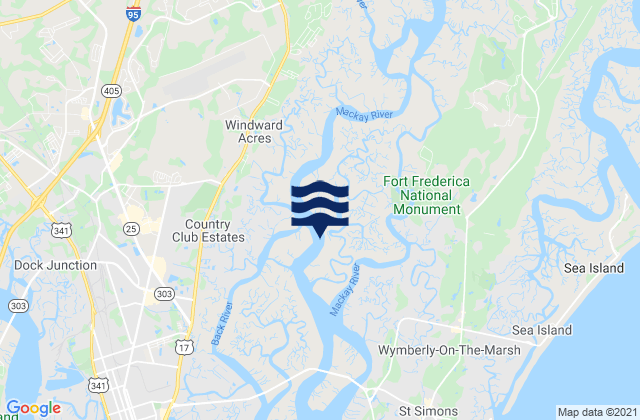 Mappa delle Getijden in Mackay River (daymark 239), United States