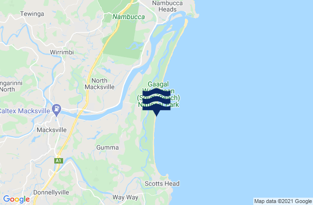 Mappa delle Getijden in Macksville, Australia