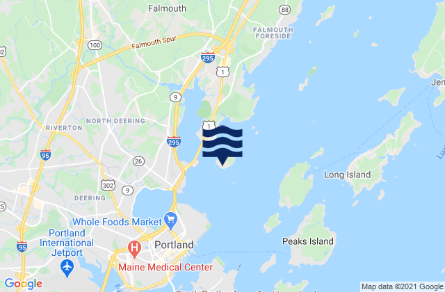 Mappa delle Getijden in Mackworth Island, United States