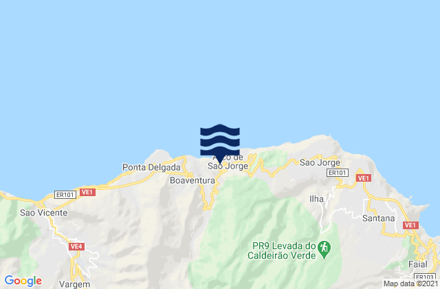 Mappa delle Getijden in Madeira, Portugal