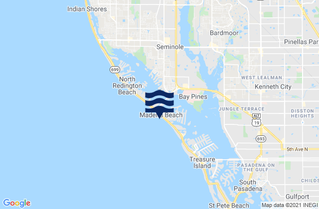 Mappa delle Getijden in Maderia Beach, United States