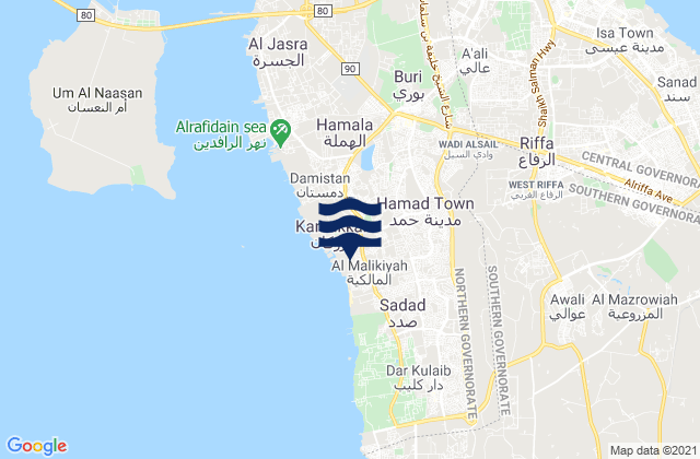 Mappa delle Getijden in Madīnat Ḩamad, Bahrain