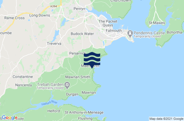Mappa delle Getijden in Maenporth Beach, United Kingdom