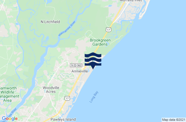 Mappa delle Getijden in Magnolia Beach, United States