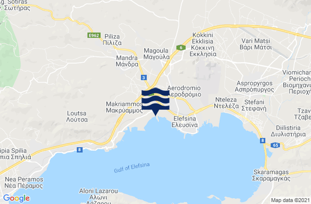 Mappa delle Getijden in Magoúla, Greece
