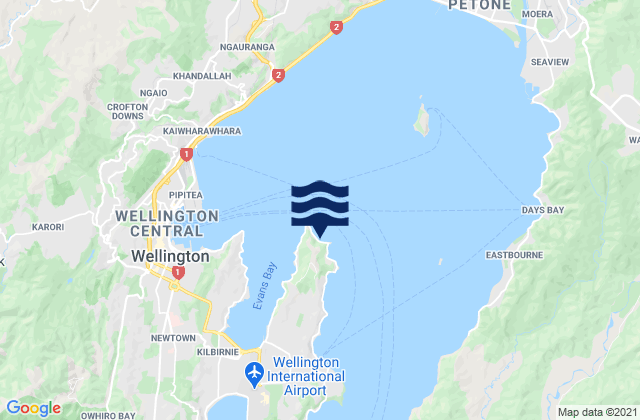 Mappa delle Getijden in Mahanga Bay, New Zealand