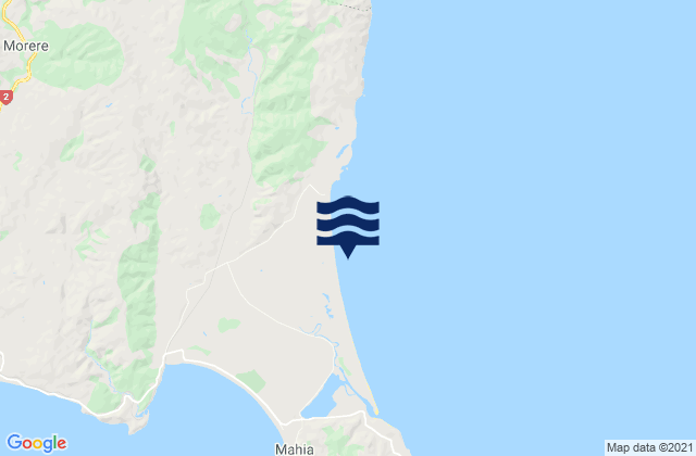 Mappa delle Getijden in Mahanga Beach, New Zealand