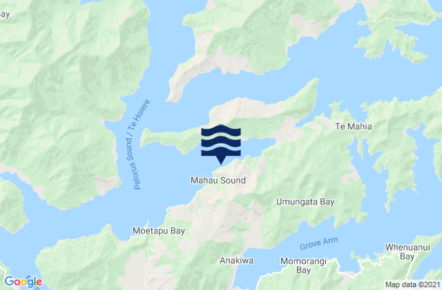 Mappa delle Getijden in Mahau Sound, New Zealand