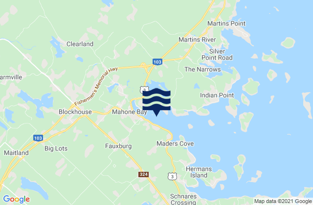 Mappa delle Getijden in Mahone Harbour, Canada