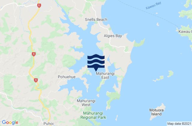 Mappa delle Getijden in Mahurangi Harbour, New Zealand