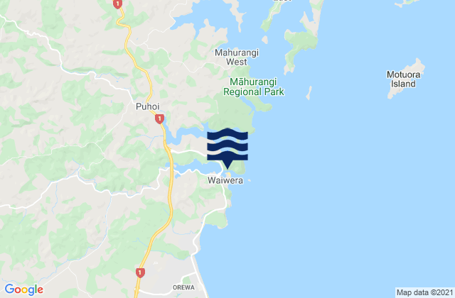 Mappa delle Getijden in Mahurangi Island, New Zealand