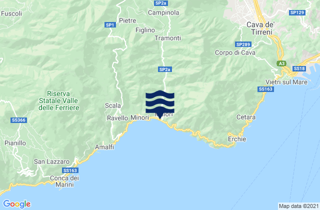 Mappa delle Getijden in Maiori, Italy
