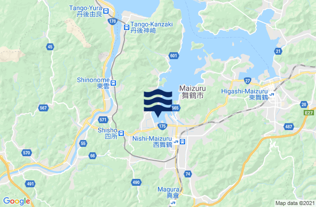 Mappa delle Getijden in Maizuru Ko Wakasa Wan, Japan