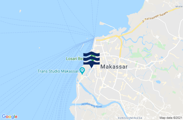 Mappa delle Getijden in Makassar, Indonesia