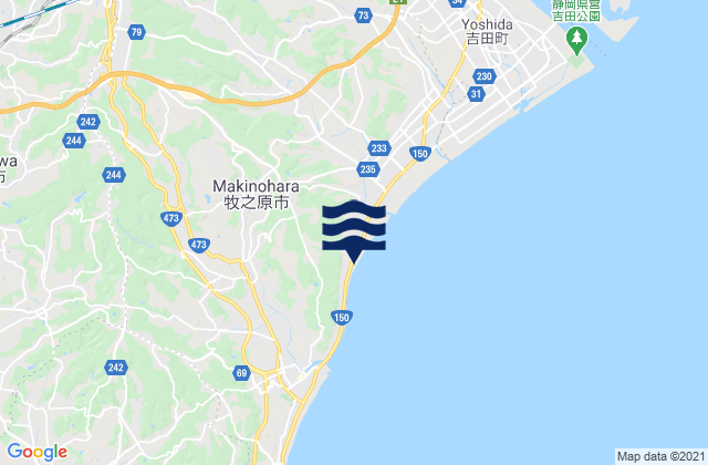 Mappa delle Getijden in Makinohara Shi, Japan