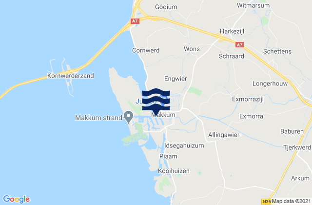 Mappa delle Getijden in Makkum, Netherlands