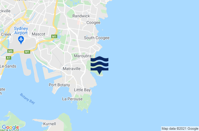 Mappa delle Getijden in Malabar Beach, Australia