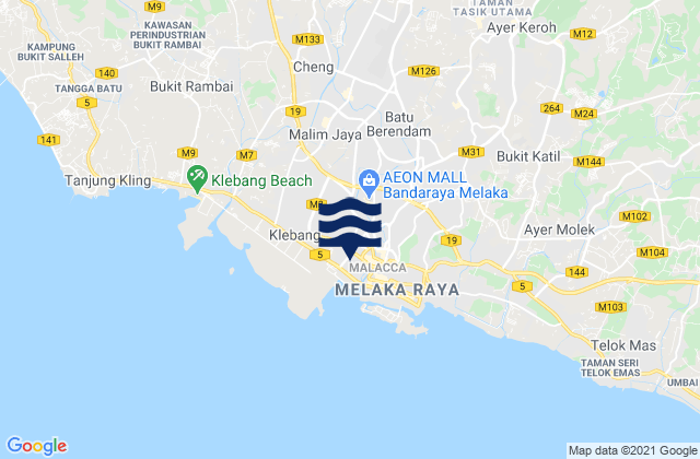 Mappa delle Getijden in Malacca, Malaysia