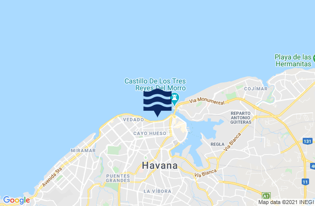 Mappa delle Getijden in Malecón, Cuba