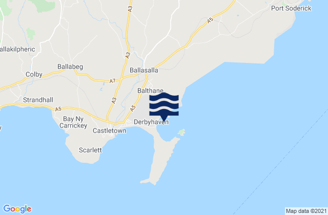 Mappa delle Getijden in Malew, Isle of Man