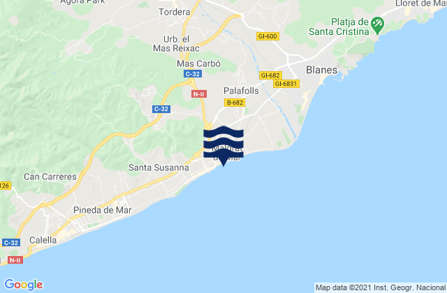 Mappa delle Getijden in Malgrat de Mar, Spain