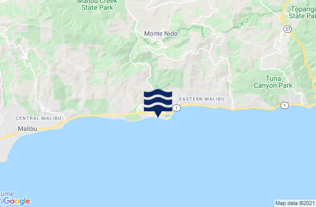 Mappa delle Getijden in Malibu Beach, United States