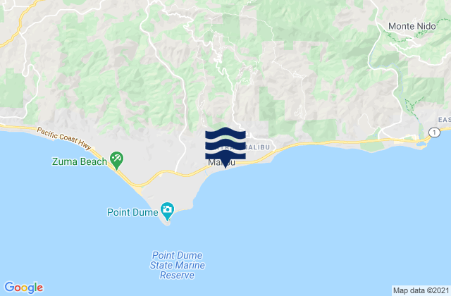 Mappa delle Getijden in Malibu, United States