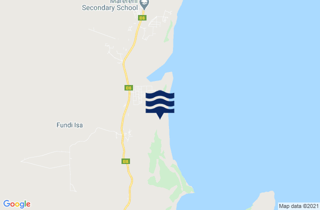 Mappa delle Getijden in Malindi District, Kenya