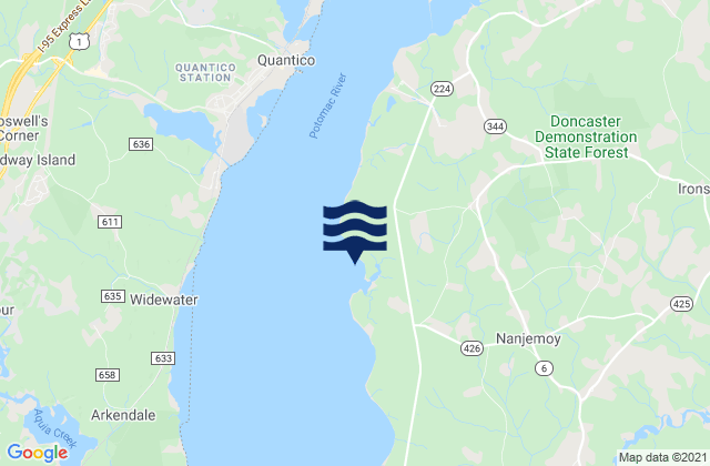 Mappa delle Getijden in Mallows Bay, United States