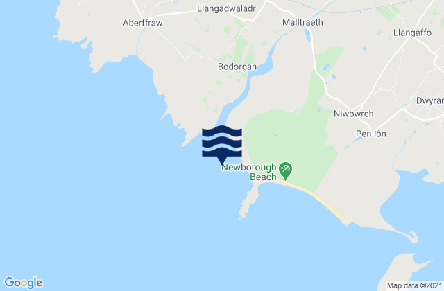 Mappa delle Getijden in Malltraeth Bay, United Kingdom